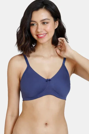 Buy Zivame Beautiful Basics Double Layered Non Wired 3/4th Coverage T-Shirt Bra - Deep Cobalt